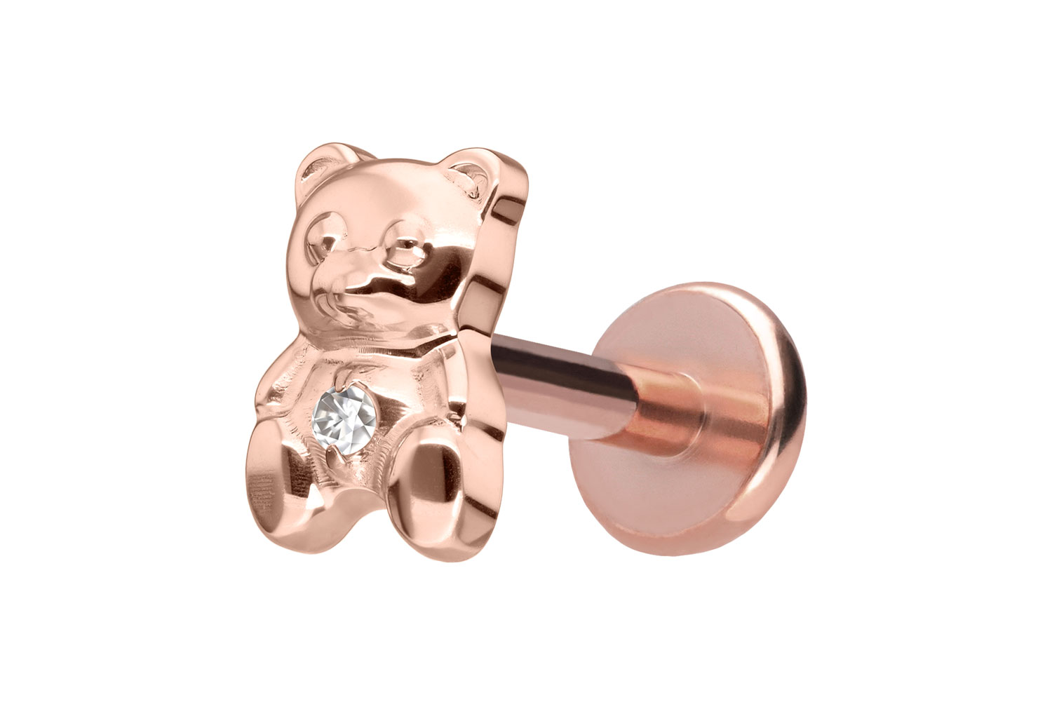 Titan Labret Piercing mit Push Fit TEDDYBÄR